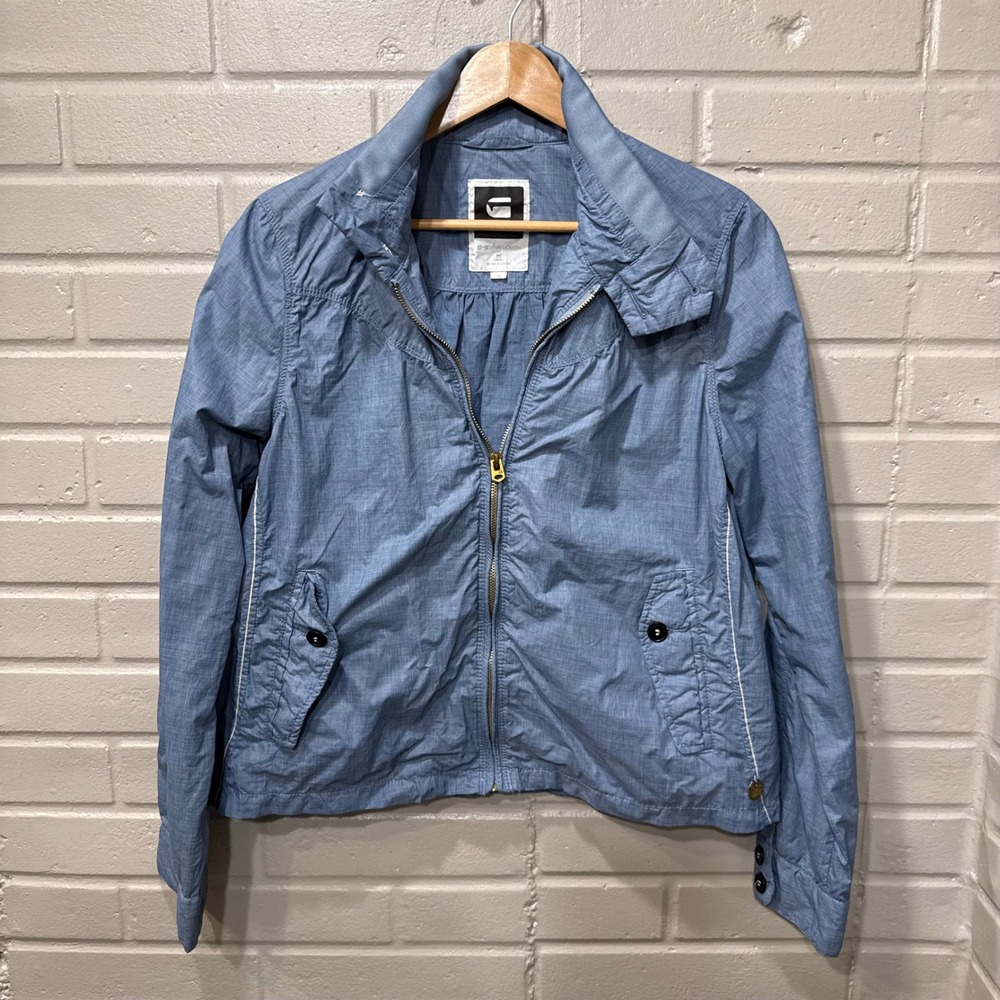 G-Star Raw Cheer Jacket Chambray Blue Lightweight Zip Up Utility Womens Medium